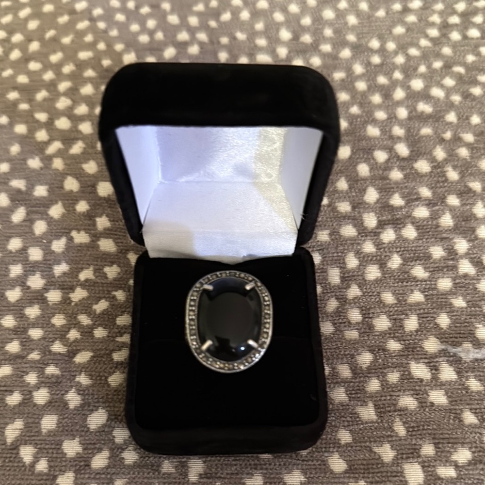 Black Onyx and Marcasite Ring
